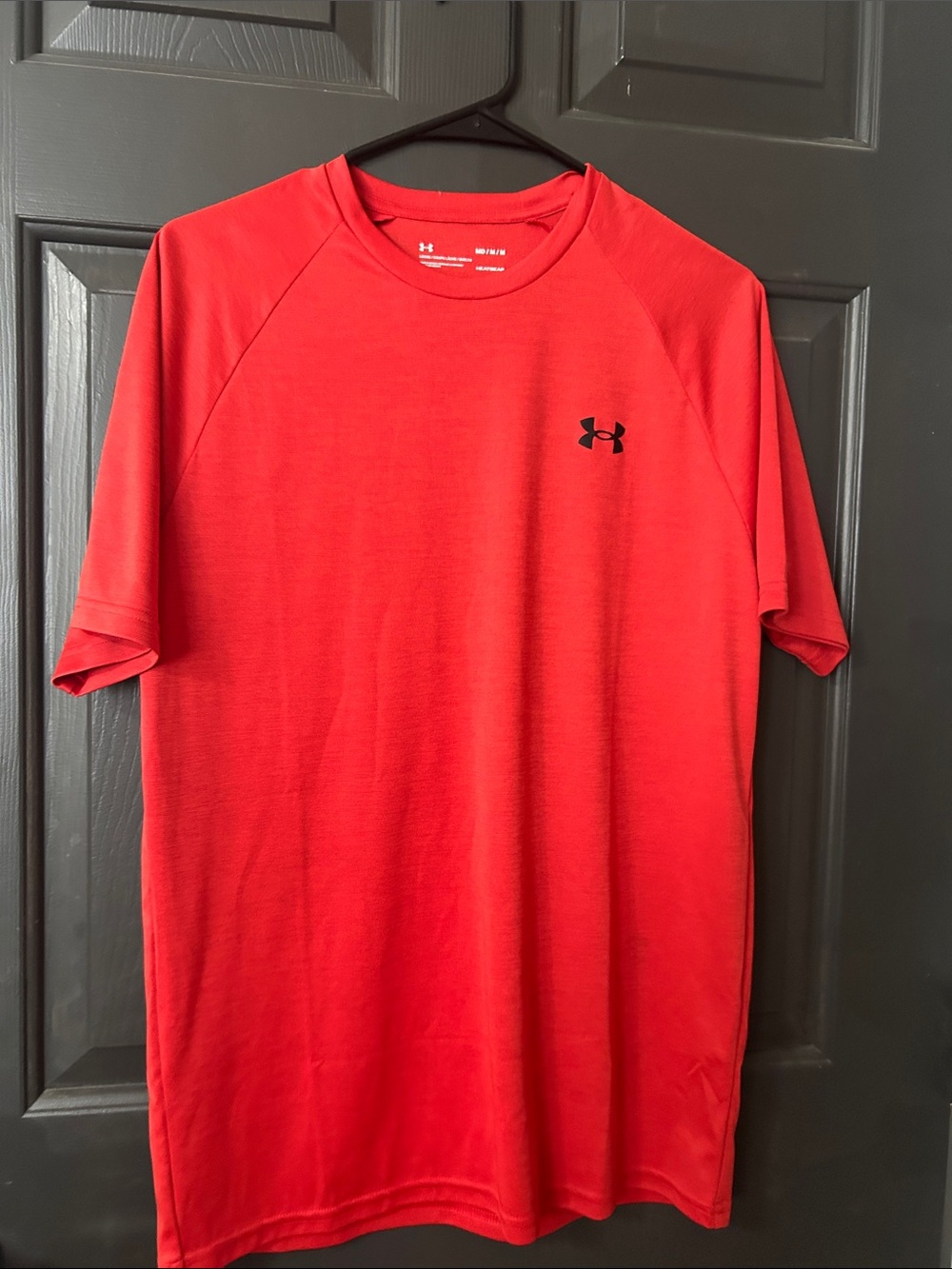 Under Armour Men’s Red Short Sleeve Performance Tee with Black Logo